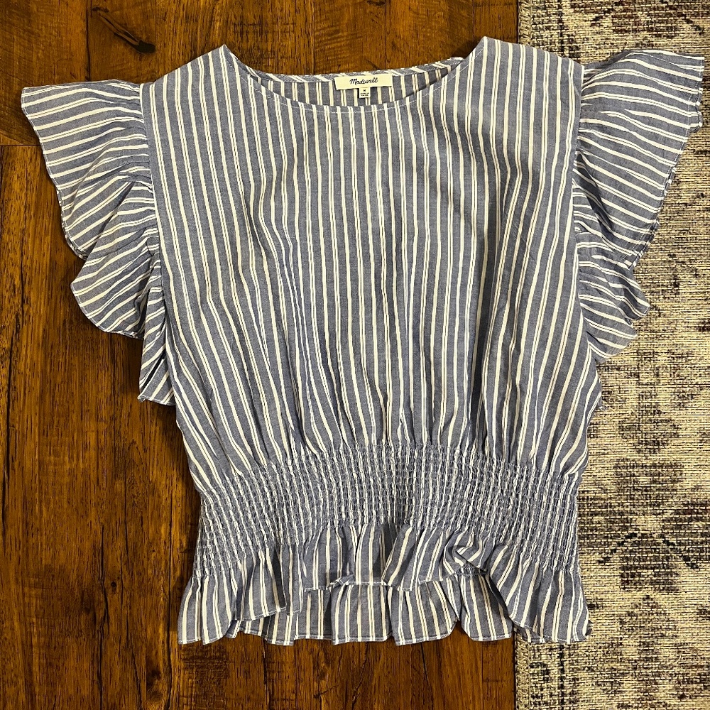 Madewell blue and white striped shirt M